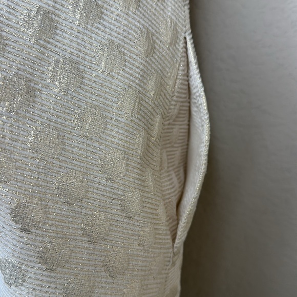 Eliza J Cream Metallic Textured Polka Dot Jeweled Neckline Cocktail Dress Size 8 - Picture 5 of 15